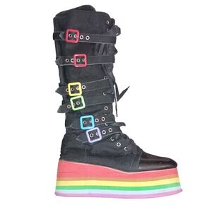 Rainbow Pride Parade Platform Boots SKUW431